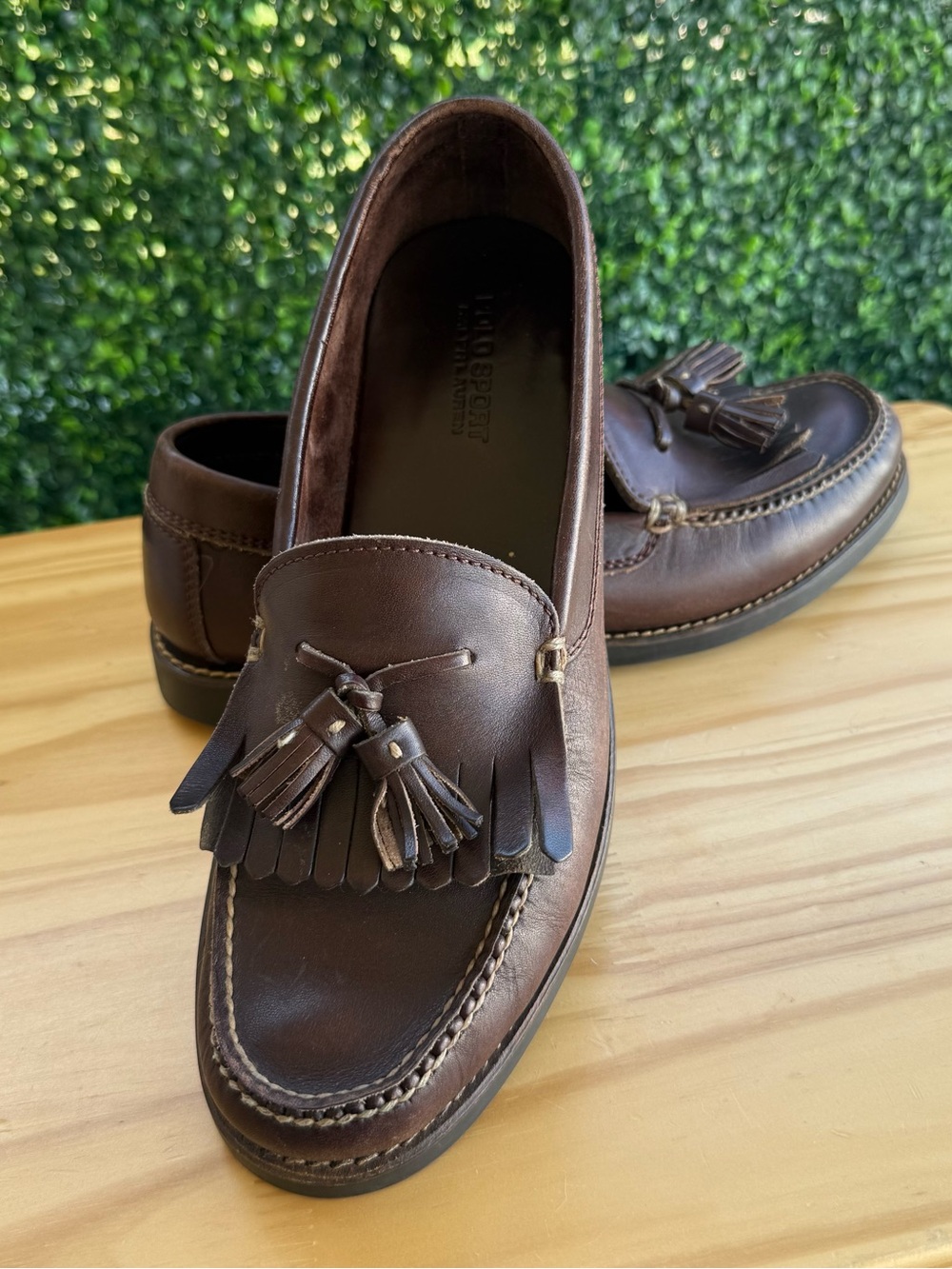 Polo Sport Ralph Lauren Men’s 11D Brown Leather Kiltie Tassel Loafers